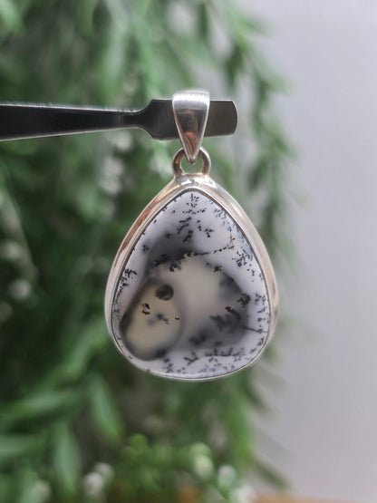 Dendritic Opal 925 Sterling Silver Pendant – Clarity, Growth & Inner Peace Crystal Crystal Wellness