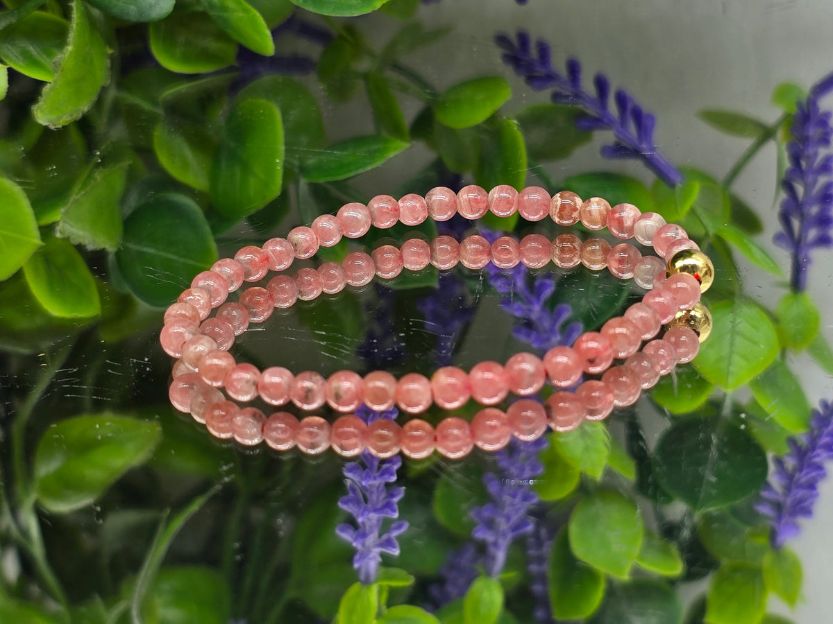 Rhodochrosite 3mm Beads Bracelet | Stone of Love, Heart Healing & Emotional Renewal Crystal Wellness