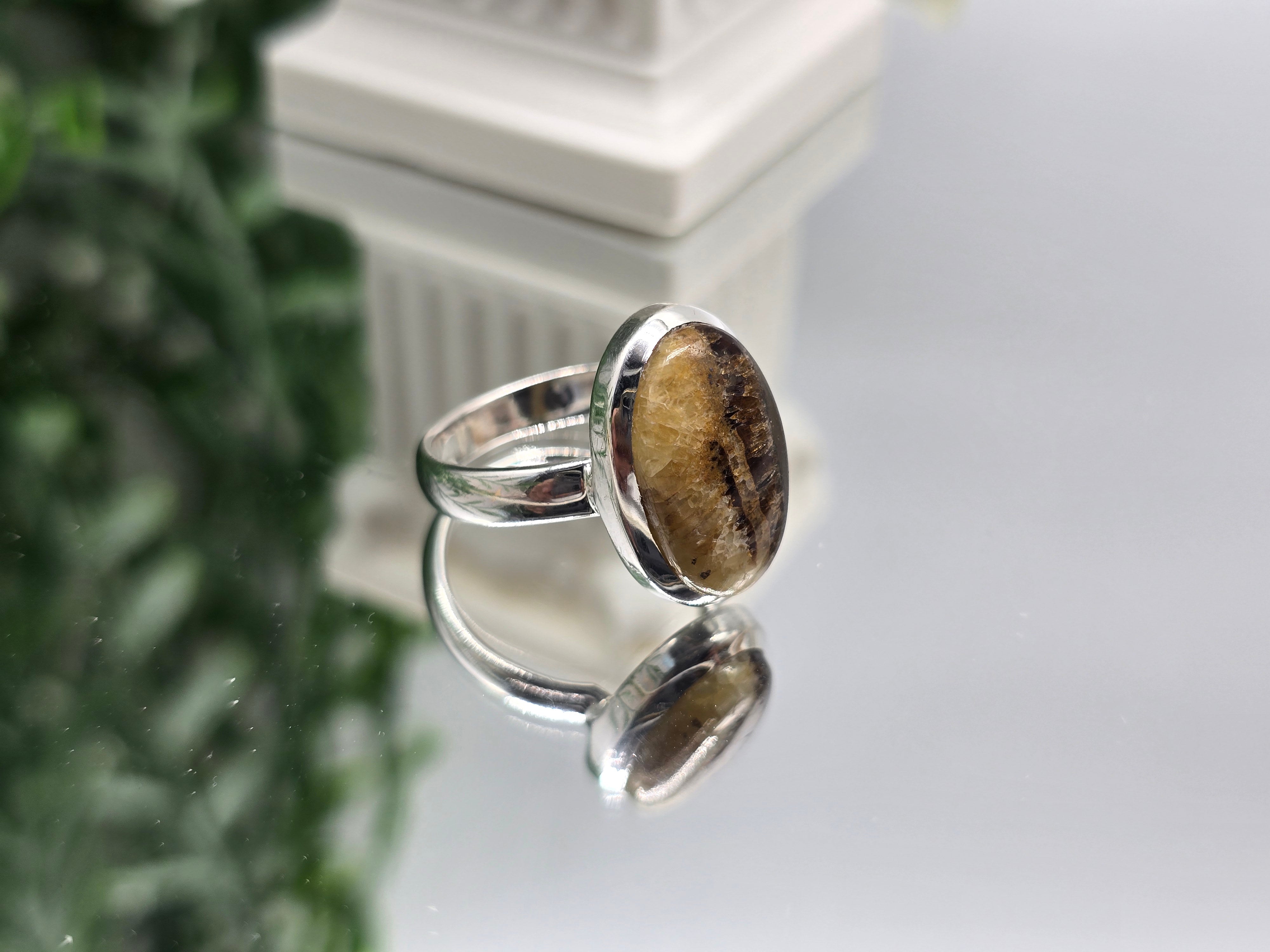 Septarian “Stone of the Dragon” Protection & Grounding Ring – 925 Sterling Silver Crystal Wellness