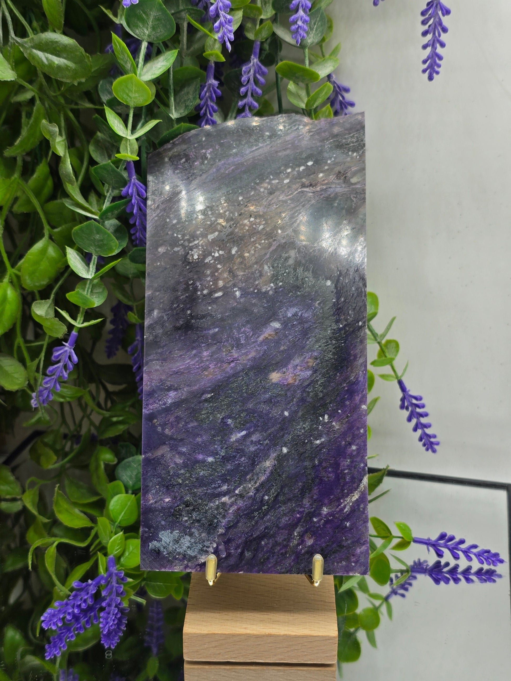 Natural Charoite Slab – Stone of Transformation, Spiritual Growth & Inner Strength Crystal Wellness