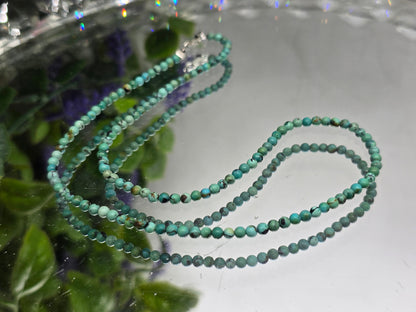 Turquoise Beaded Necklace 925 Sterling Silver – Protection, Communication & Emotional Balance Crystal Wellness