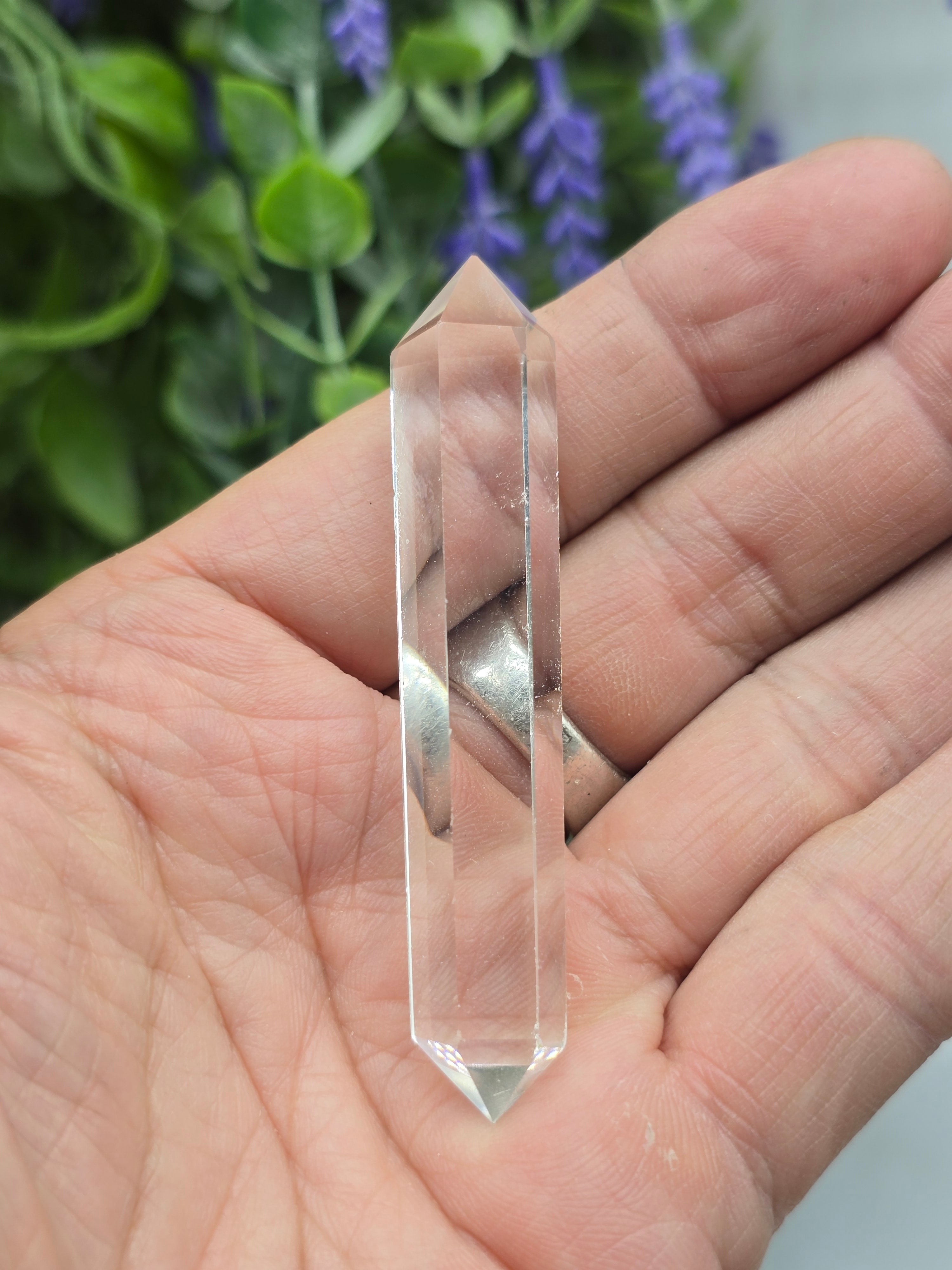 Premium Brazilian Clear Quartz Double-Terminated Crystal Point | High-Grade Polished Quartz Wand | Stone of Clarity, Amplification & Divine Light Crystal Wellness
