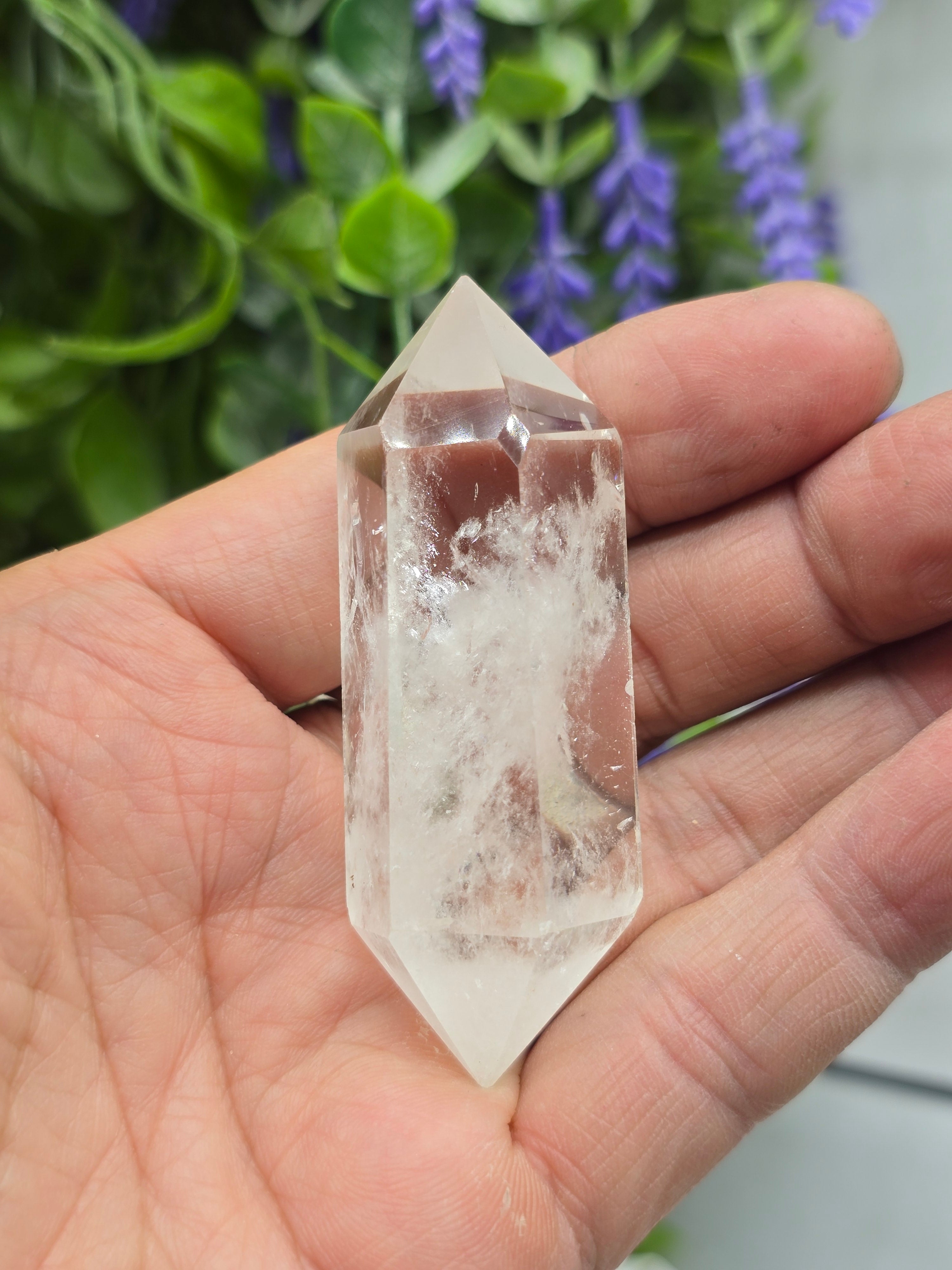Premium Brazilian Clear Quartz Double-Terminated Crystal Point | High-Grade Polished Quartz Wand | Stone of Clarity, Amplification & Divine Light Crystal Wellness