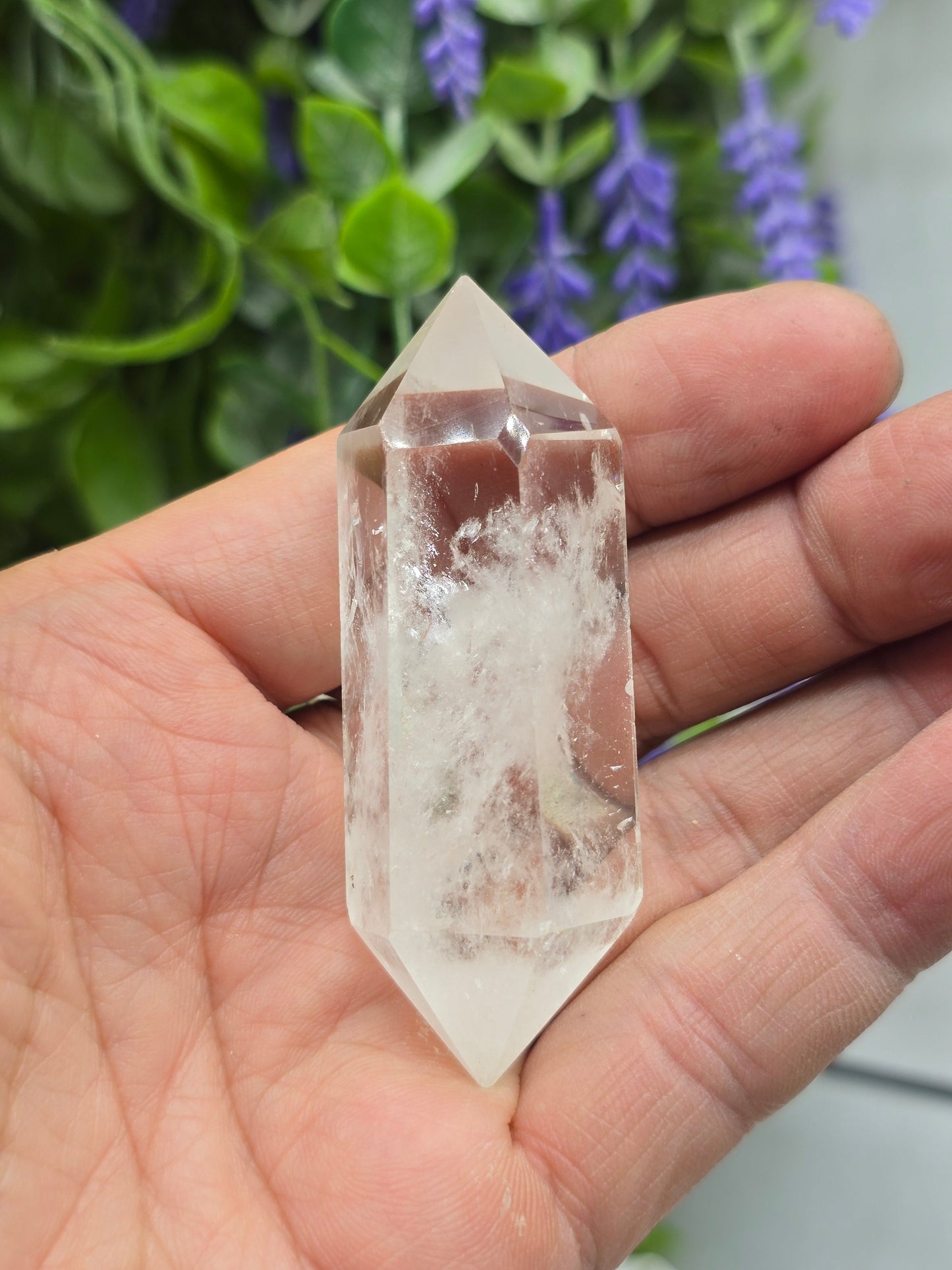 Premium Brazilian Clear Quartz Double-Terminated Crystal Point | High-Grade Polished Quartz Wand | Stone of Clarity, Amplification & Divine Light Crystal Wellness