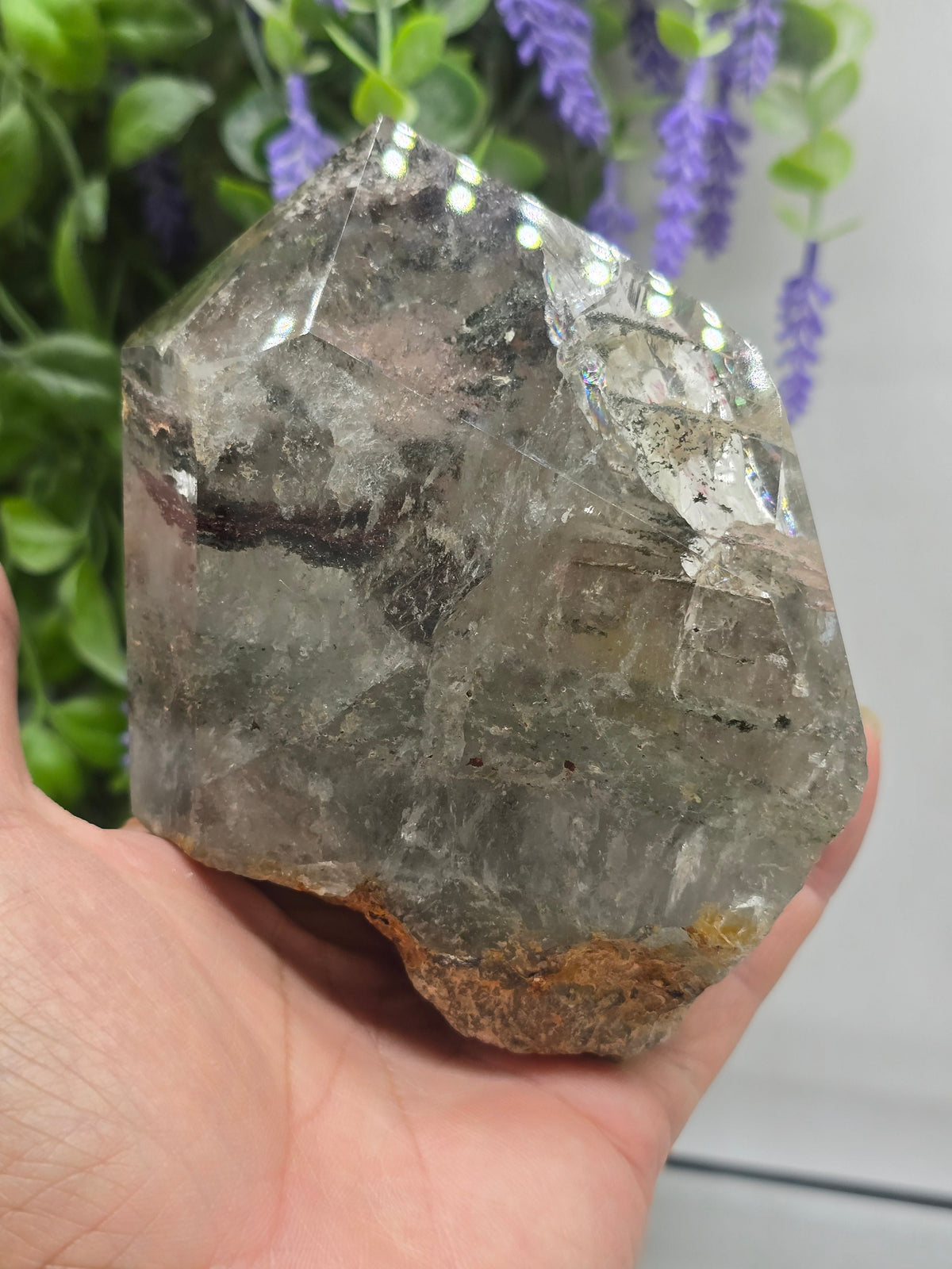 BLACK AND GREEN PHANTOM QUARTZ – “Protection & Renewal” – 12×5×3 cm Crystal Wellness