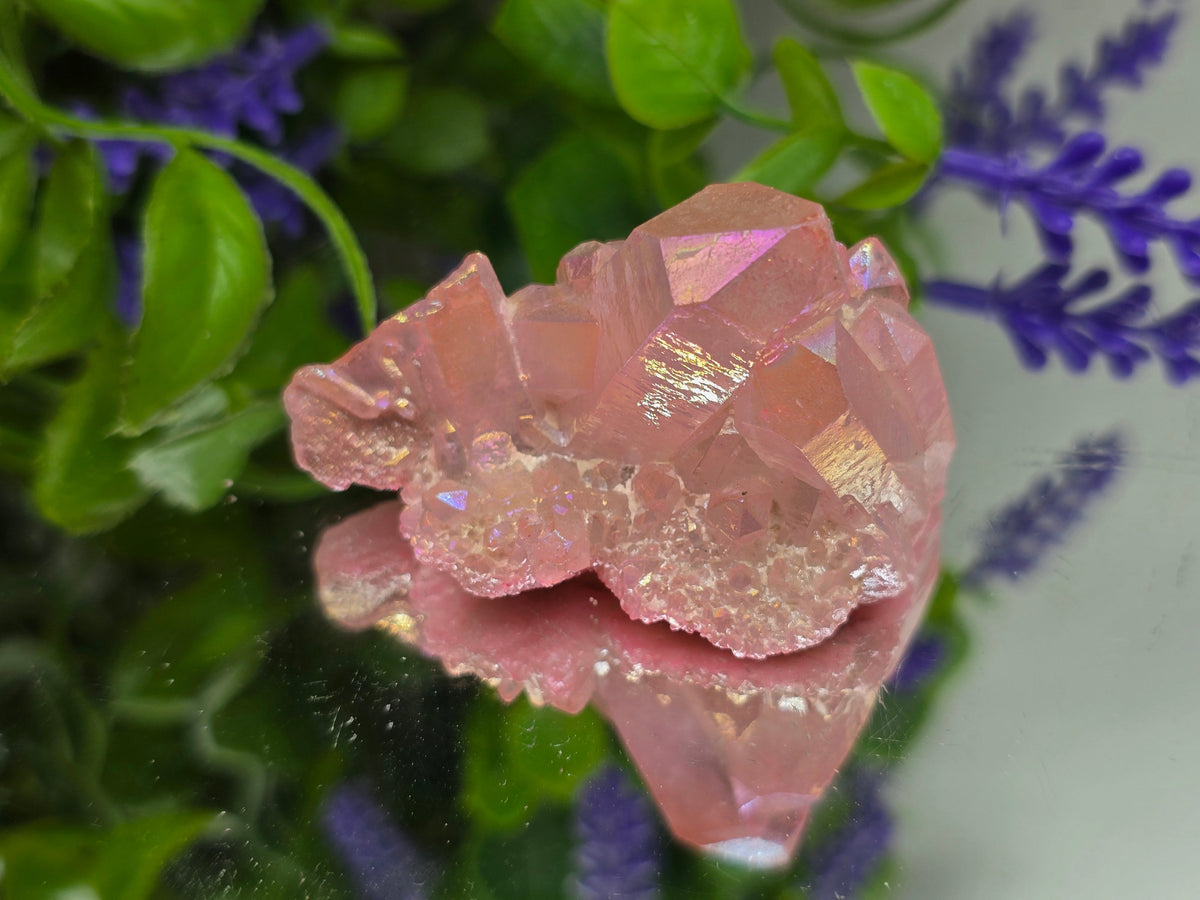 🌸 Rose Aura Quartz Cluster — Stone of Love, Emotional Healing & Divine Connection Crystal Wellness