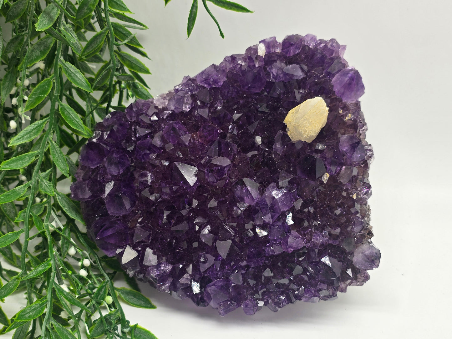 Rare Amethyst Cluster with Cacoxenite & Calcite – AAAA Grade 20x16x6cm | 2.76kg Healing Crystal Crystal Wellness