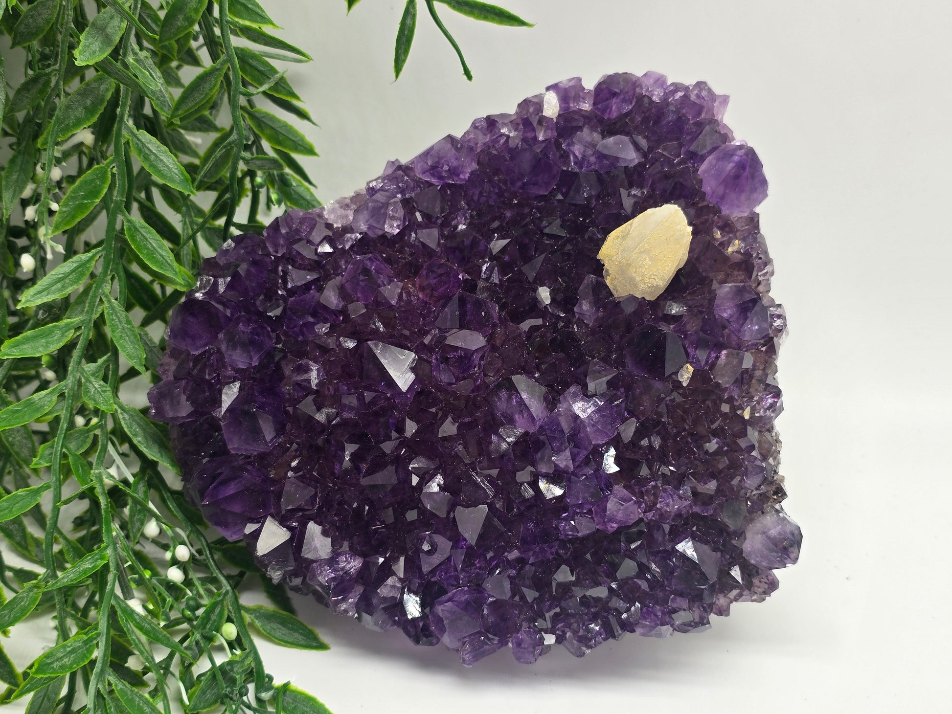 Rare Amethyst Cluster with Cacoxenite & Calcite – AAAA Grade 20x16x6cm | 2.76kg Healing Crystal Crystal Wellness