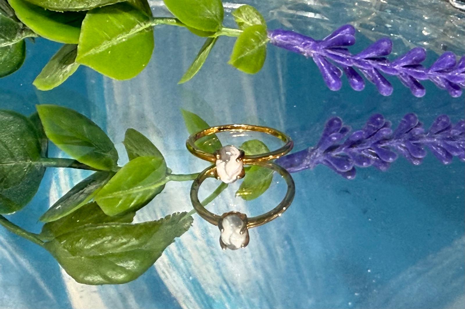 Howlite Oval 18ct Gold Vermeil Ring Size 5 (Stone of Calmness & Peaceful Awareness) Crystal Wellness
