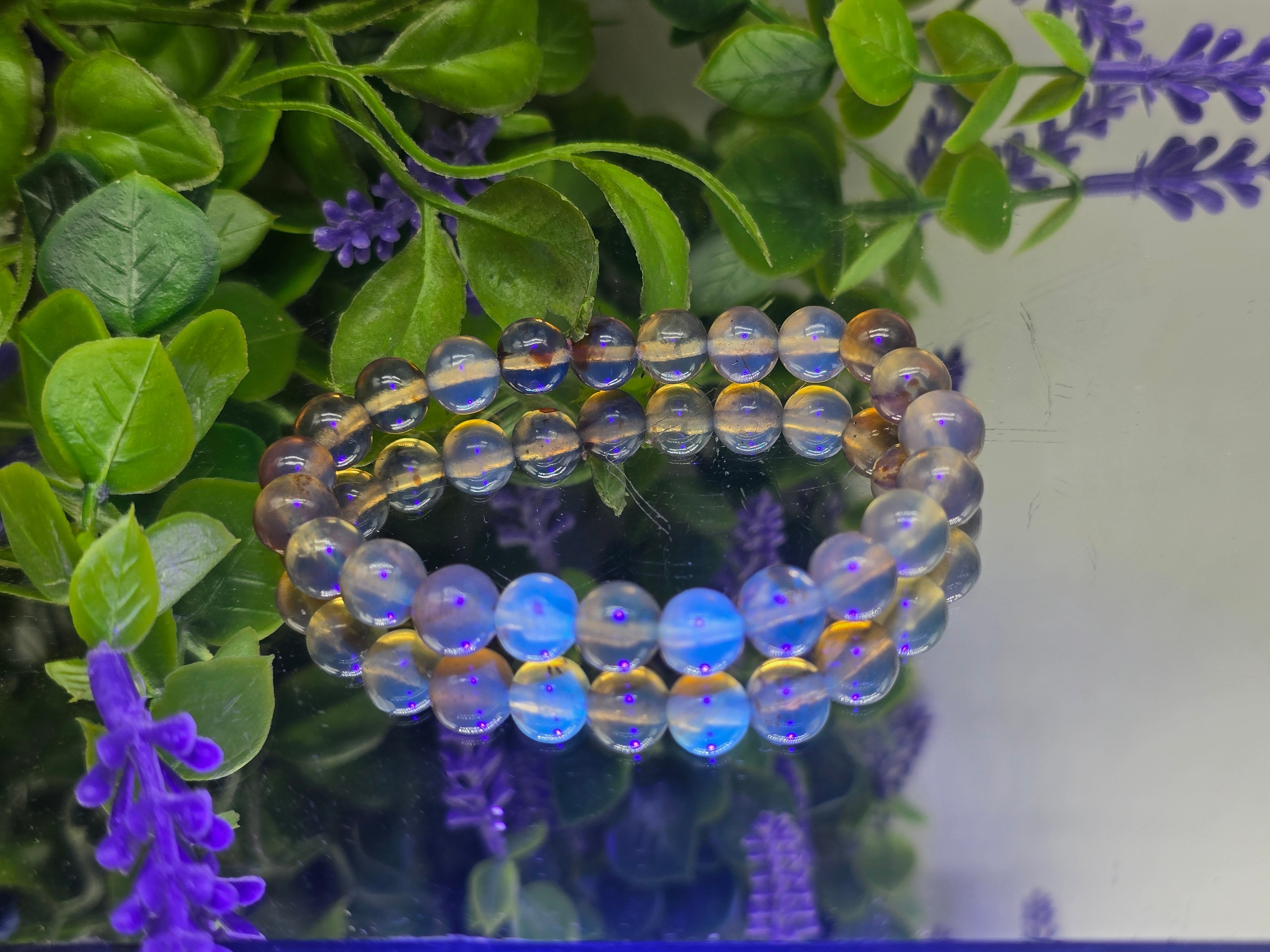 Premium Blue Amber Bracelet — Stone of Protection, Vitality & Positive Energy Crystal Wellness