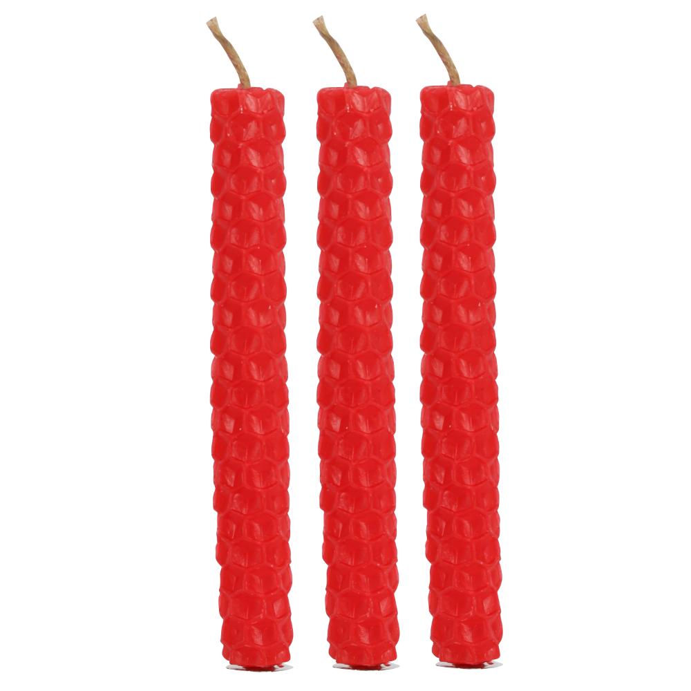Bees Wax Set of 6 Red Spell Candles Crystal Wellness