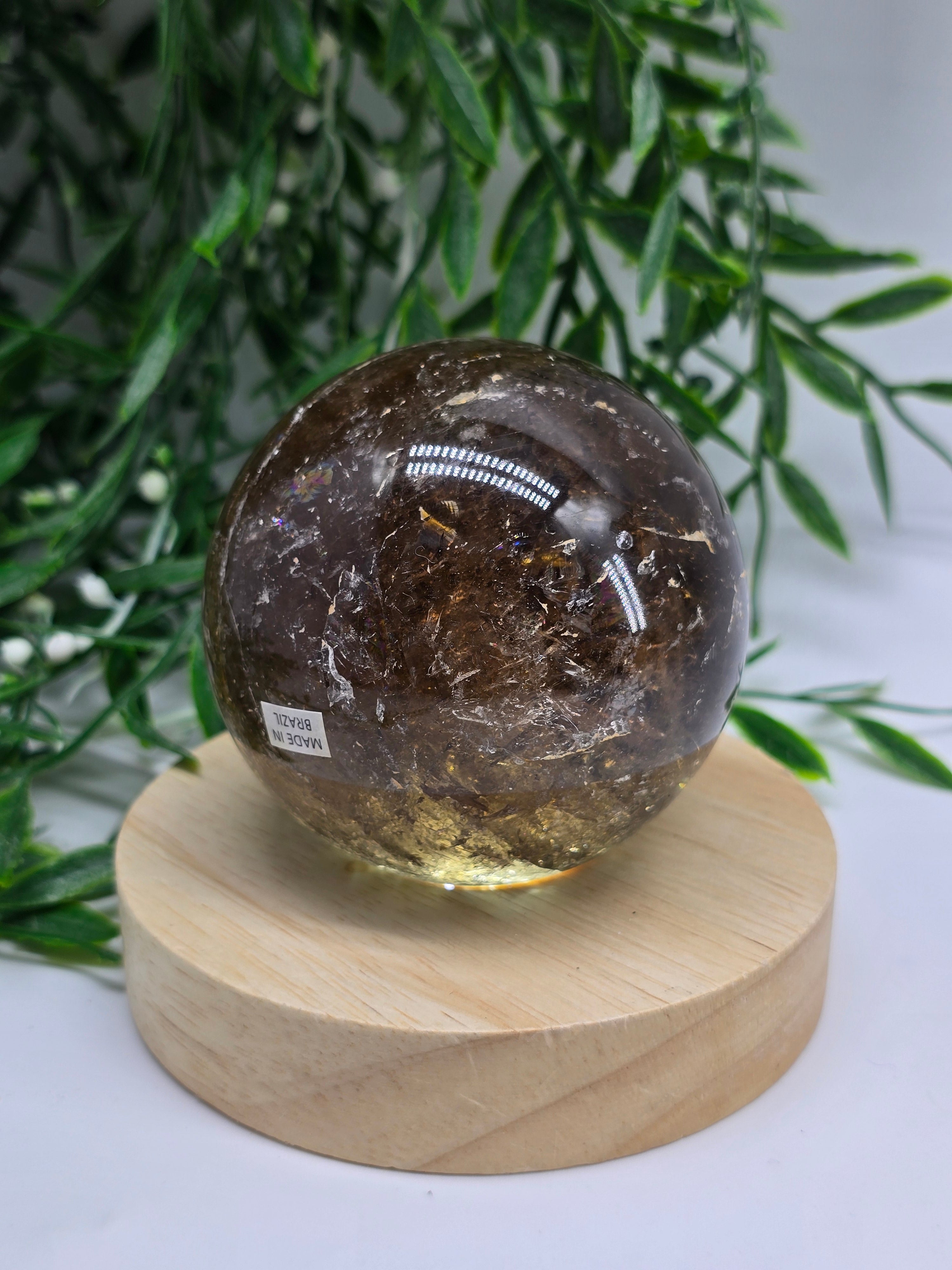 High-Grade Smoky Quartz Sphere 7.2cm – Grounding Protection & Deep Emotional Detox Crystal Crystal Wellness