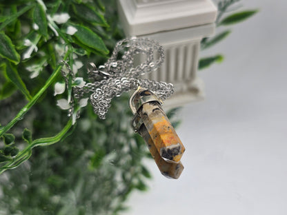 🔥 Bumblebee Jasper Double-Terminated 925 Sterling Silver Pendant Crystal Wellness