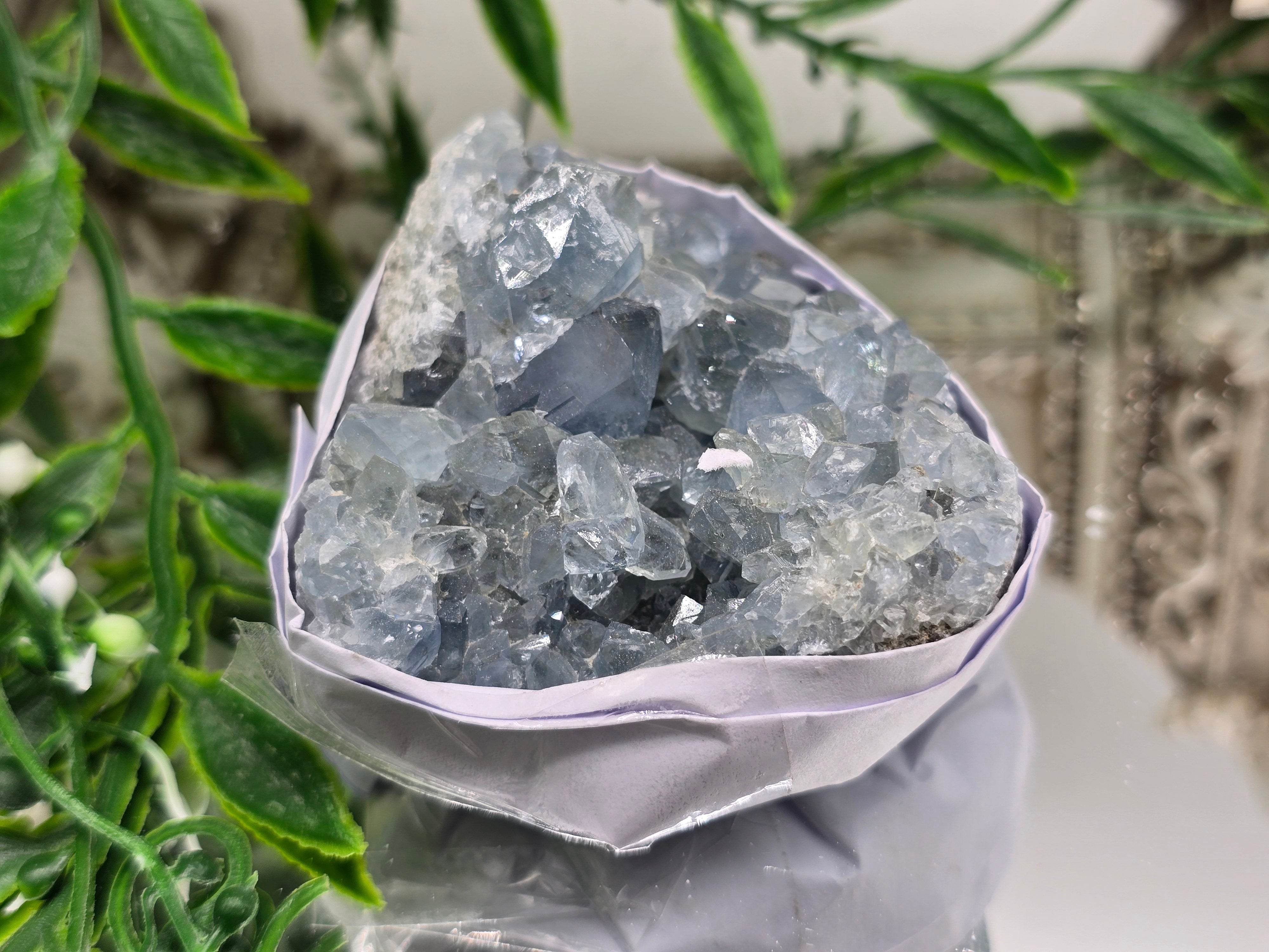 Natural Celestite Cluster – Madagascar | Angelic Communication, Peace & Spiritual Connection Crystal Wellness