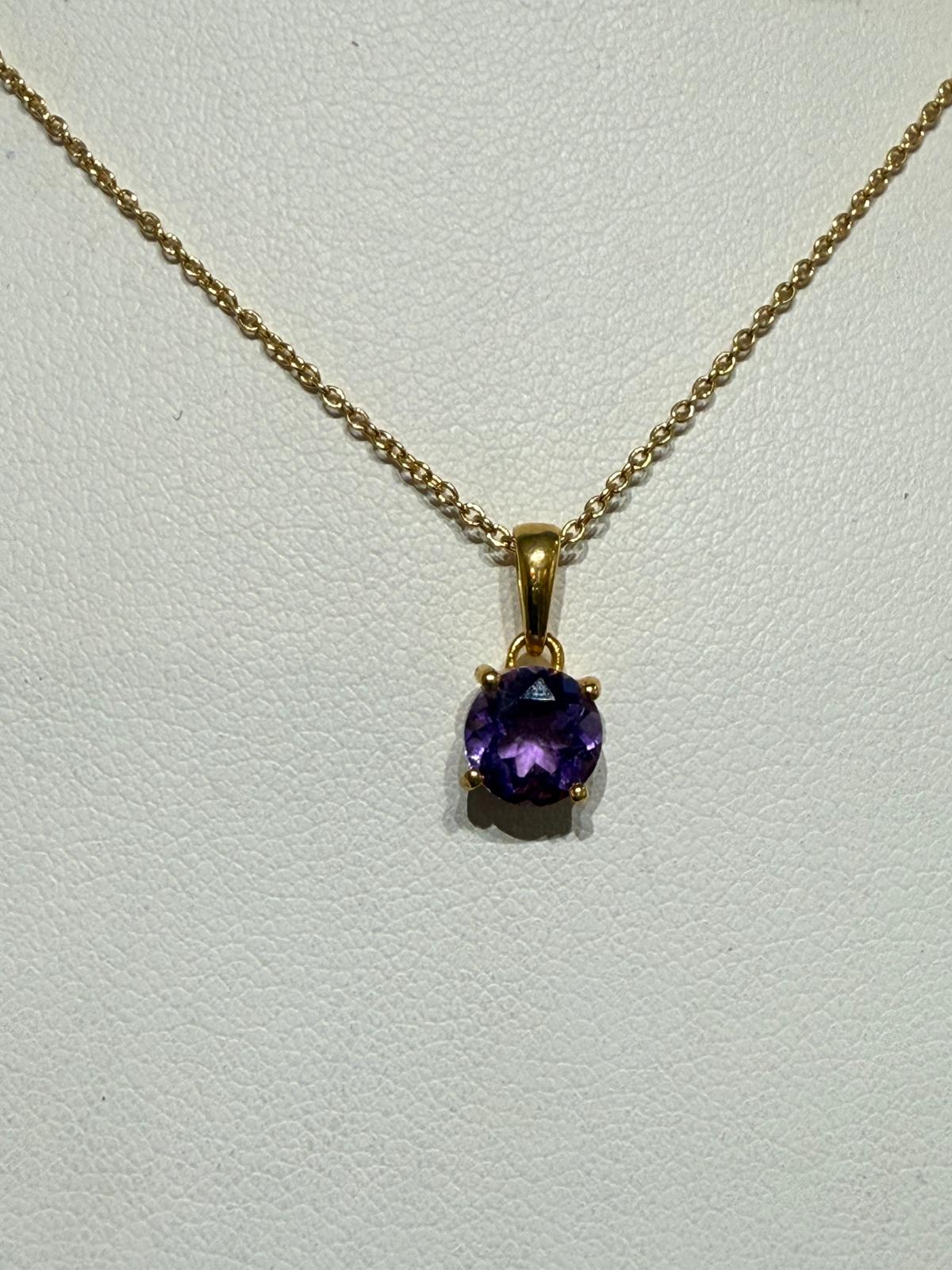 Amethyst Radiance Round Pendant in 18ct Gold Vermeil Crystal Wellness