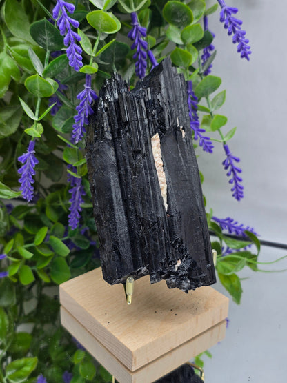 Premium Quality Natural Black Tourmaline Raw (Standing Display included) – Stone of Protection & Grounding Crystal Wellness