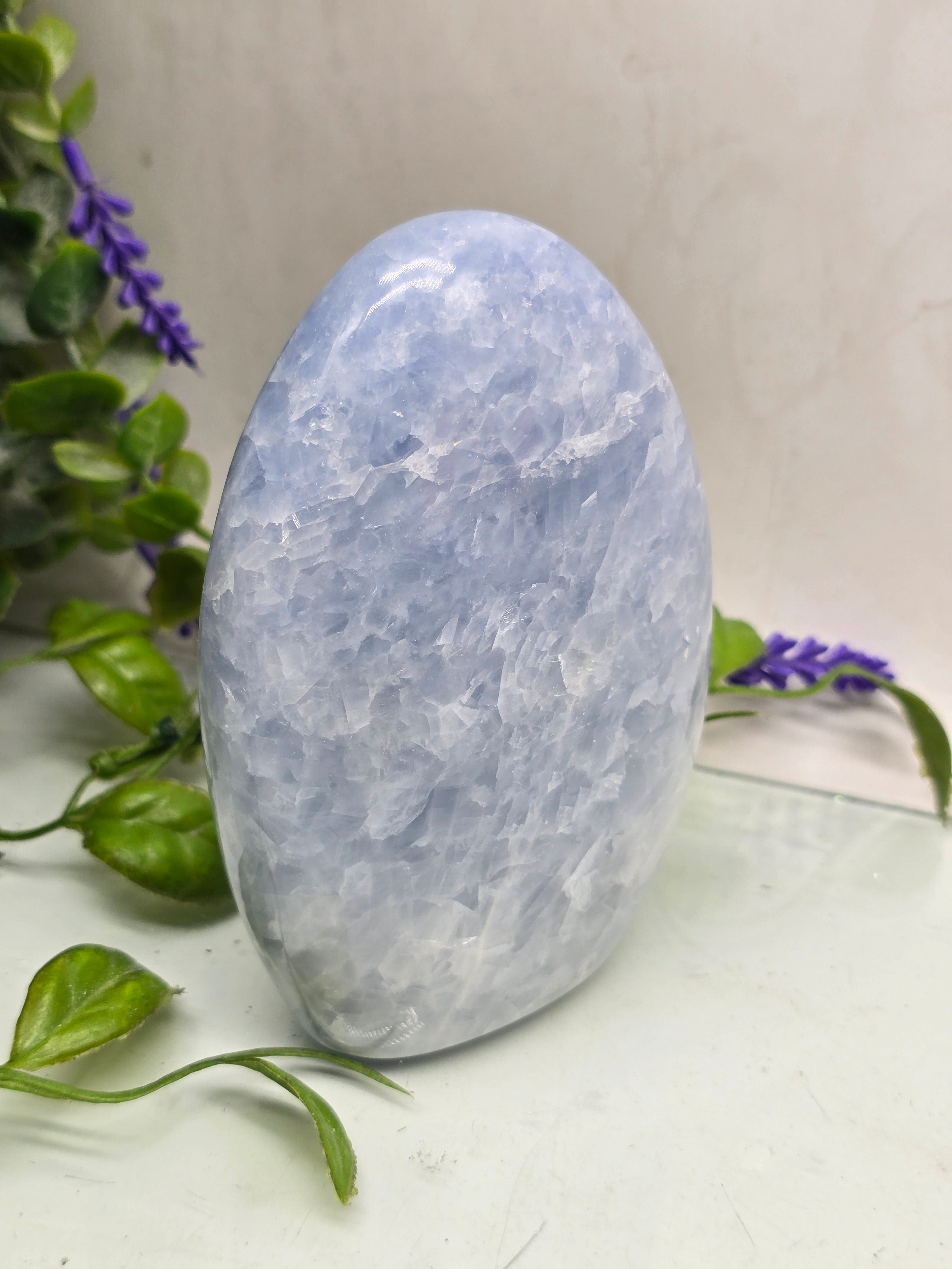 Blue Calcite Freeform – Madagascan Serenity & Renewal Stone (587g 11x8x3cm) Crystal Wellness