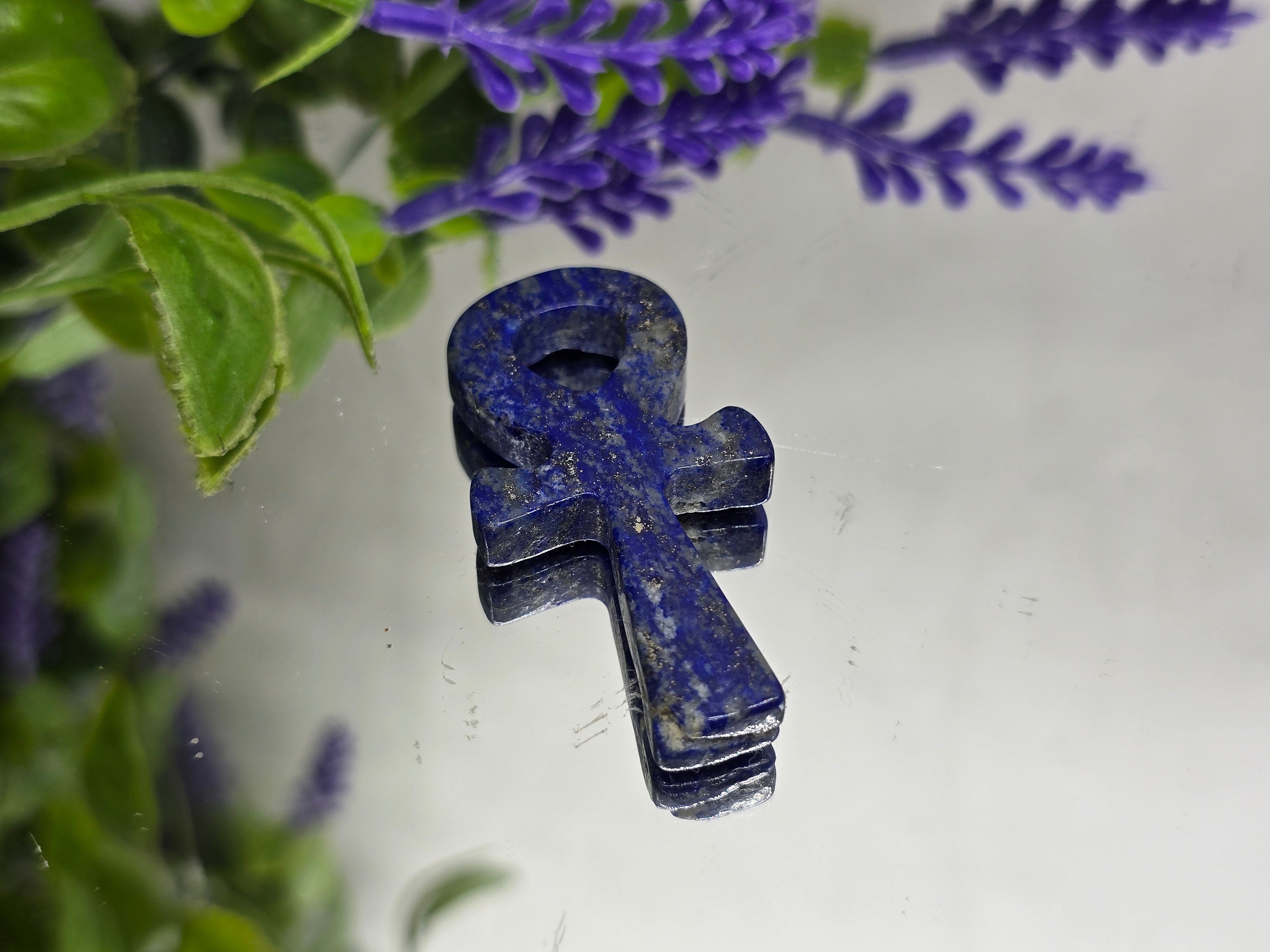 Lapis Lazuli Egyptian Ankh (Stone of Eternal Life, Truth & Divine Wisdom) 5x2.5cm Crystal Wellness