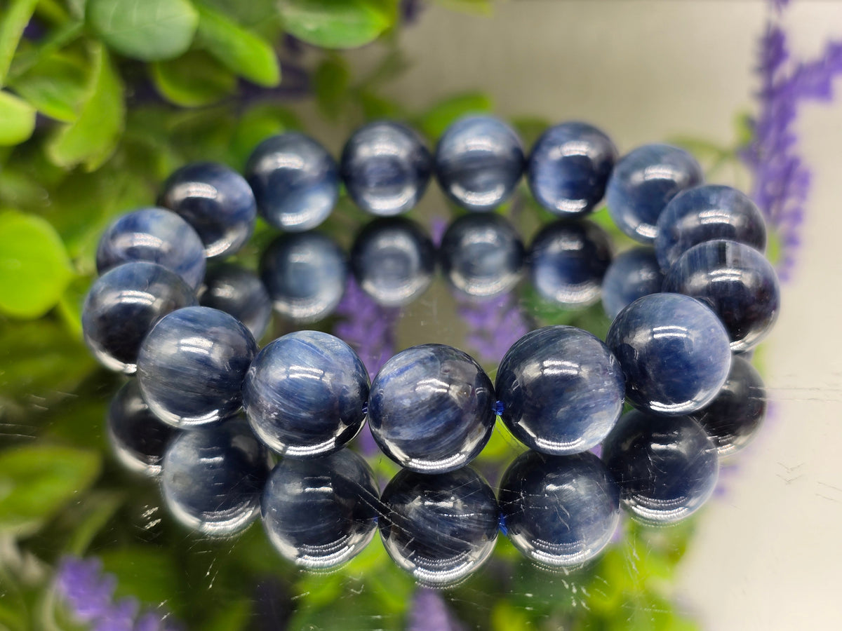 Blue Kyanite Bracelet 14mm | High Grade | Stone of Intuition, Clear Communication & Spiritual Alignment Crystal Wellness