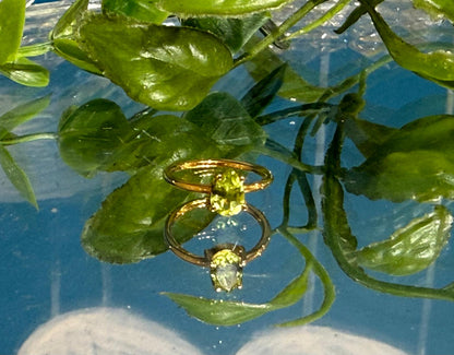 Luxury Natural Peridot Teardrop Ring in 18ct Gold Vermeil – Abundance & Heart Healing Crystal Jewellery (Size 3) Crystal Wellness