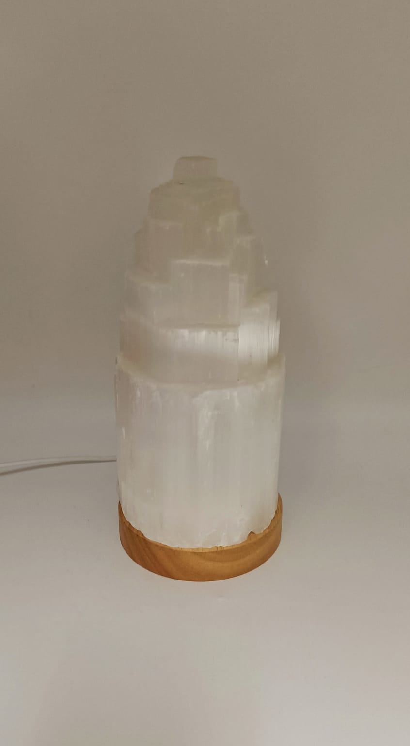 Complete Set of Selenite Lamp 20-24cm with LED Base