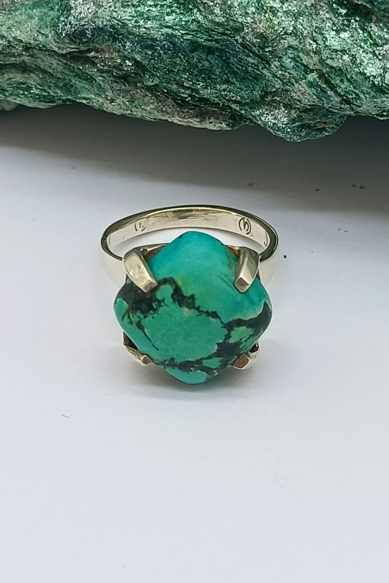 Turquoise 925 Sterling Silver Ring Size 7.5 Crystal Wellness