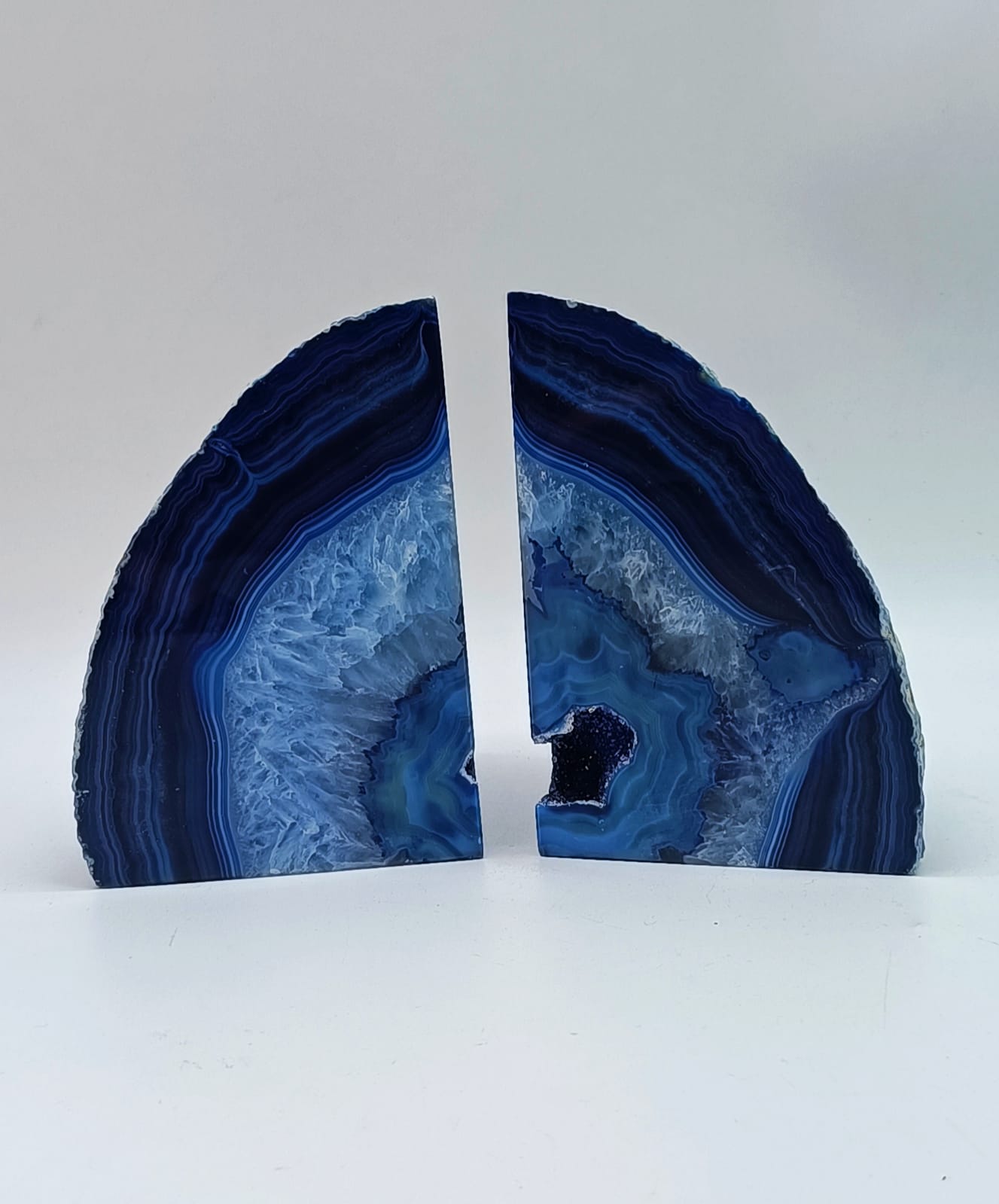 Blue Agate Bookend Pair 1712g Crystal Wellness