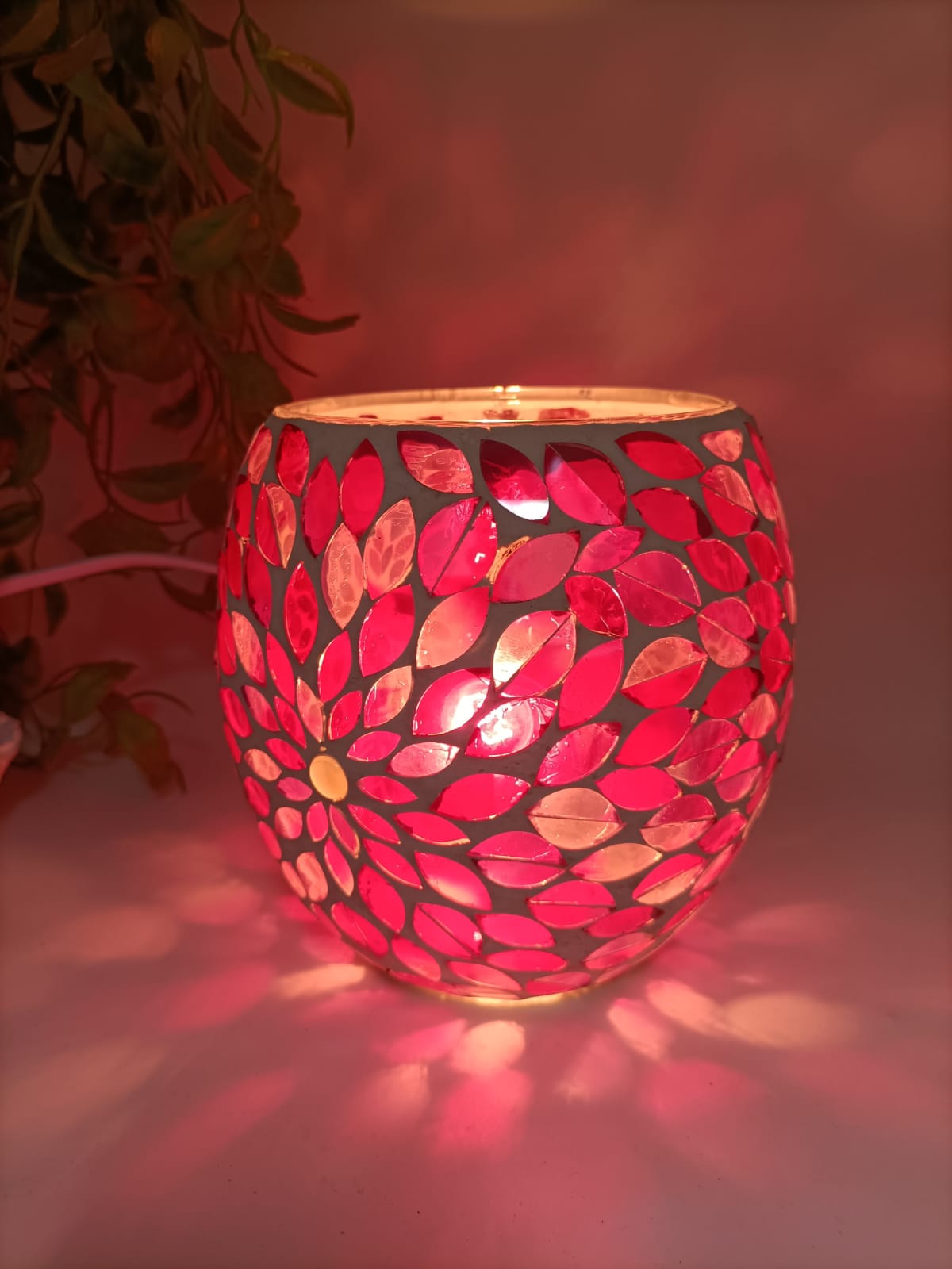 MOSAIC RED FLOWER VASE HIMALAYAN SALT LAMP Crystal Wellness