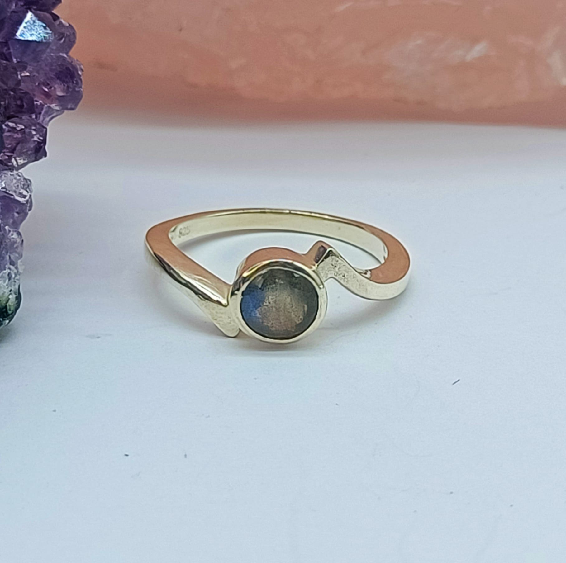 Labradorite Sterling Silver Ring Size 7.5 Crystal Wellness