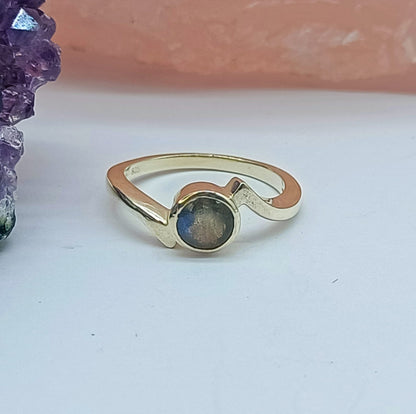 Labradorite Sterling Silver Ring Size 7.5 Crystal Wellness