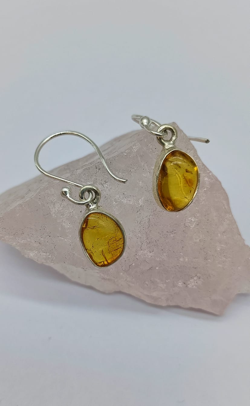 Baltic Amber 925 Sterling Silver Earring Crystal Wellness