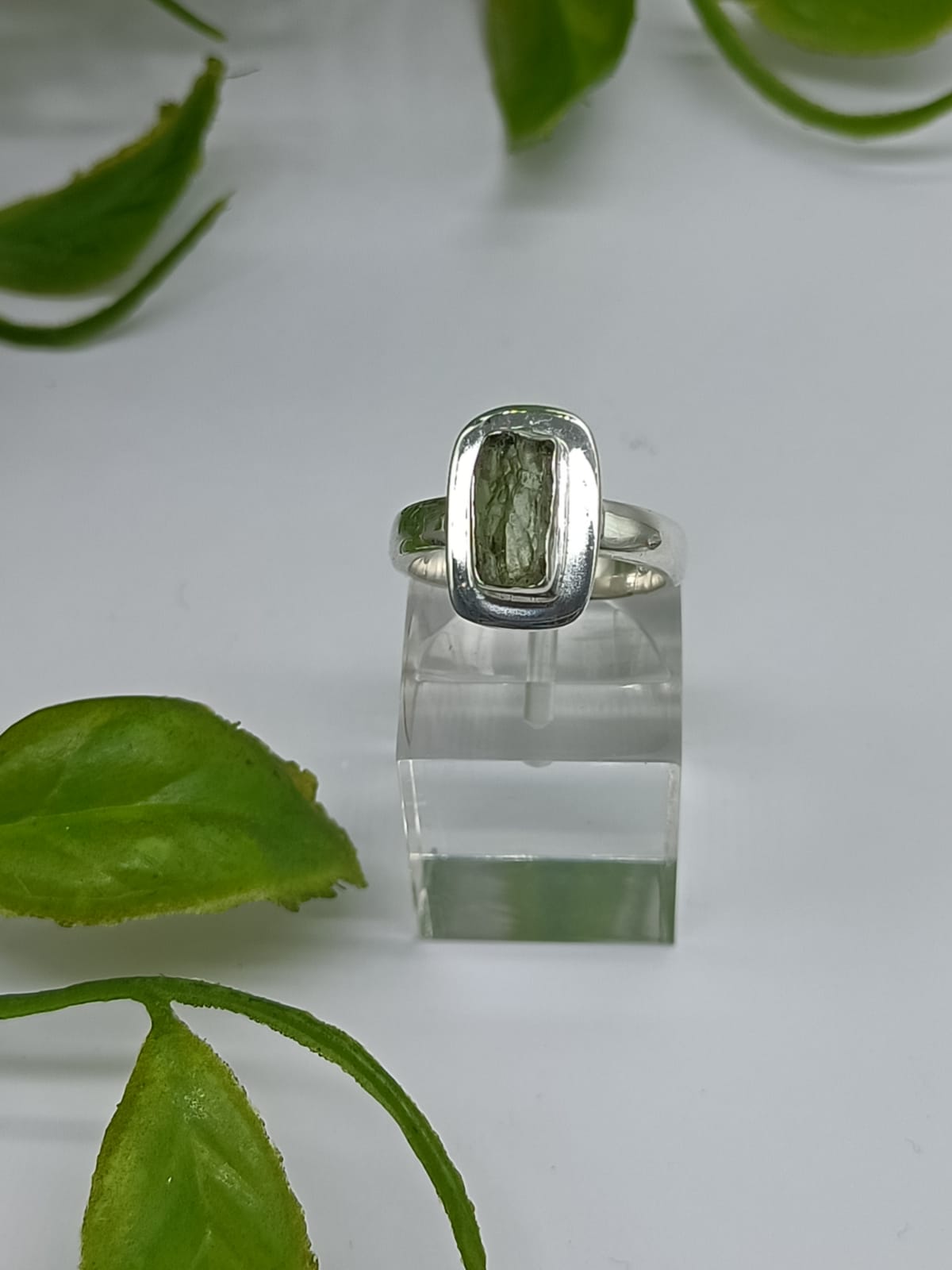 Authentic Raw Moldavite 925 Sterling Silver Handmade Ring

