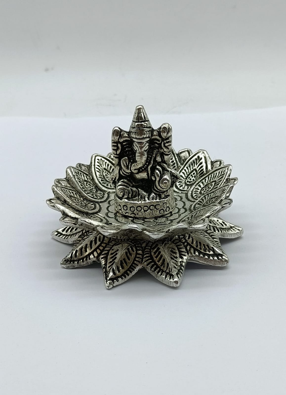 Ganesh Lotus Aluminium Incense Burner 6.5cm
