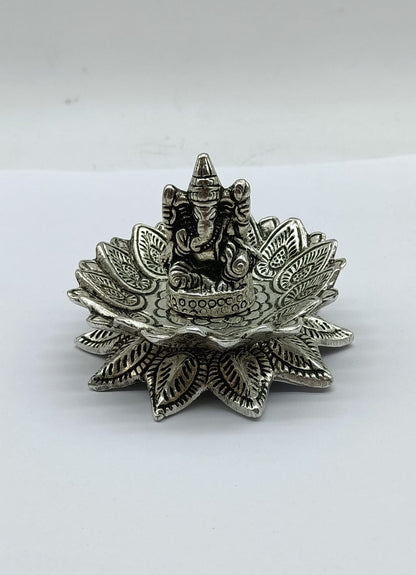 Ganesh Lotus Aluminium Incense Burner 6.5cm