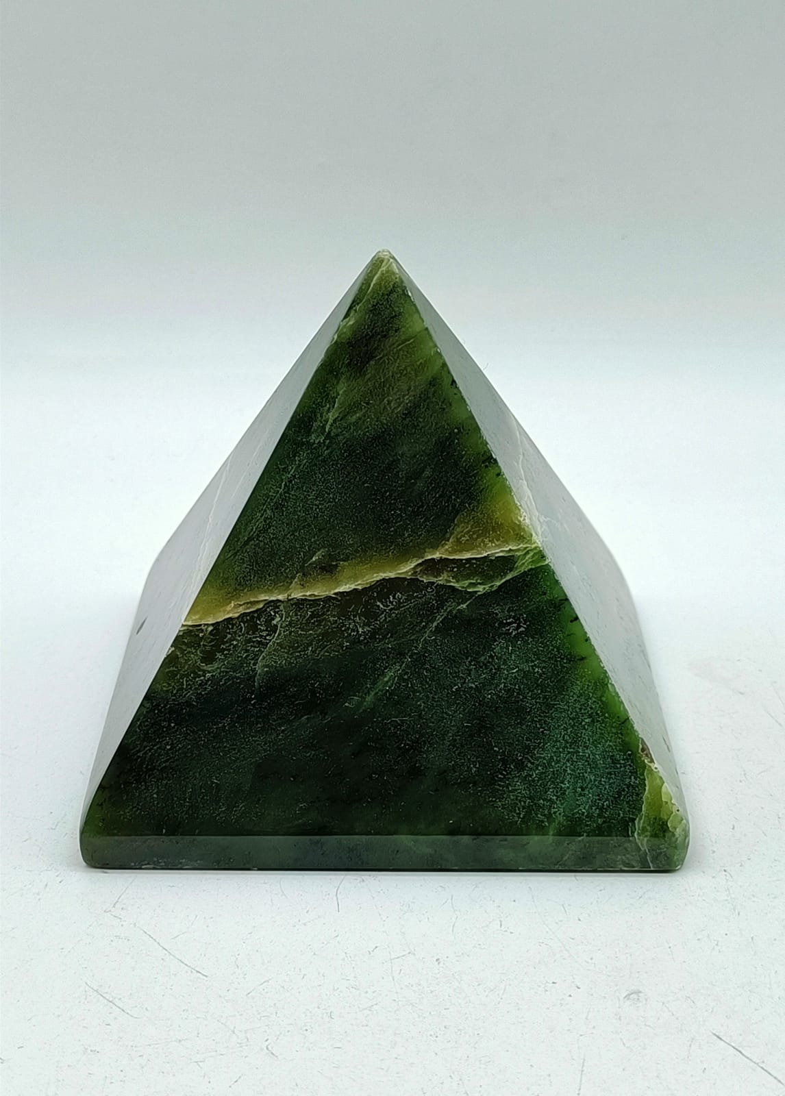 Nephrite Jade Pyramid 593g 85mm x 85mm Crystal Wellness