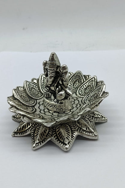 Ganesh Lotus Aluminium Incense Burner 6.5cm