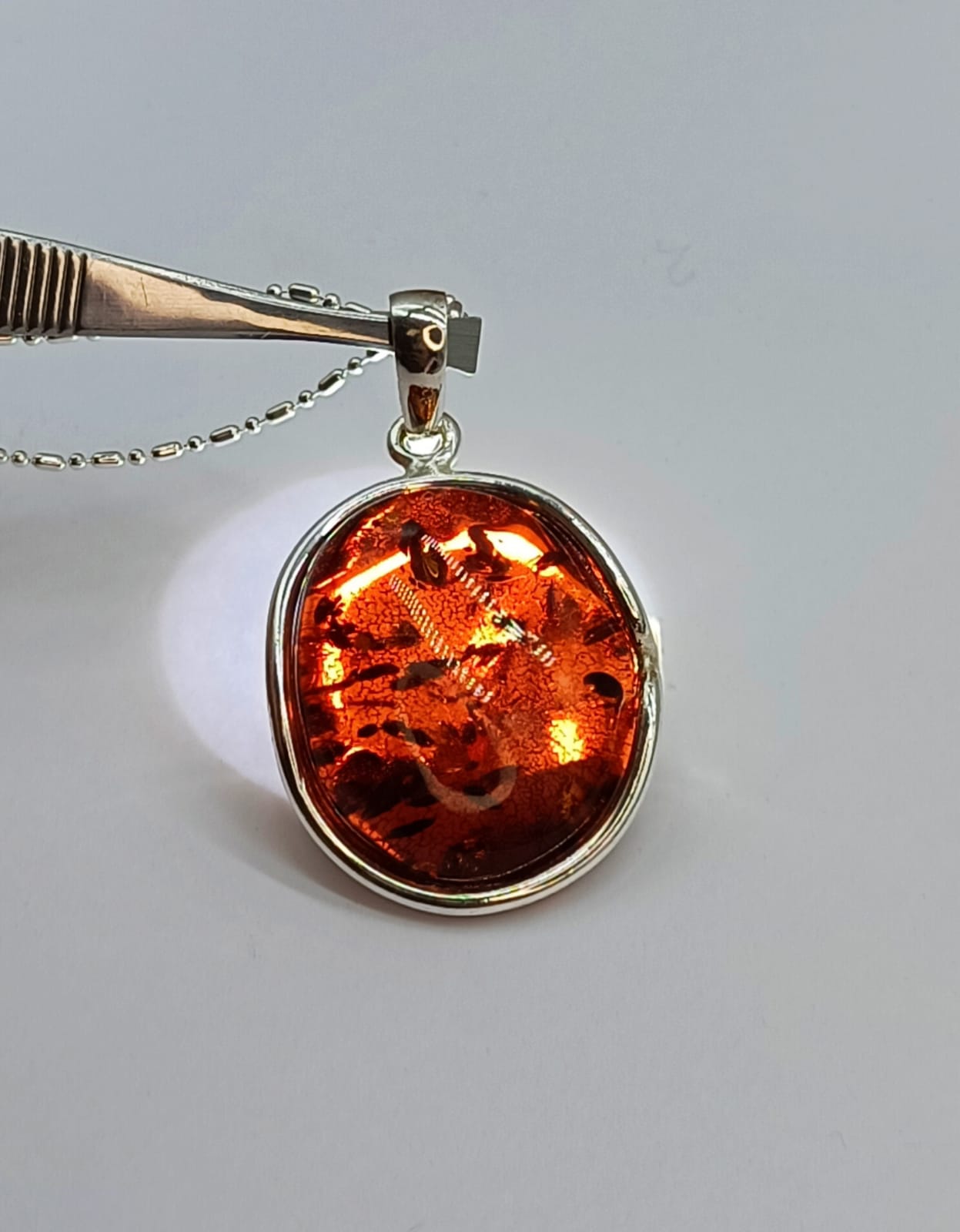 Genuine Baltic Amber 925 Sterling Silver Pendant 6.82g Crystal Wellness