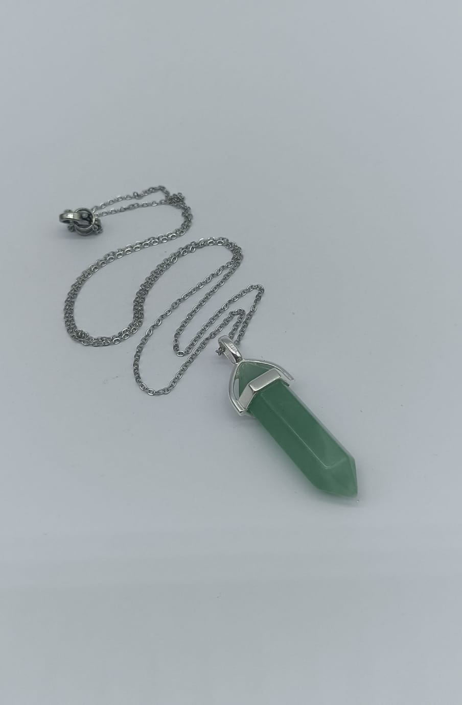 Green Aventurine Double Terminated Pendant (Stainless Chain Included) Crystal Wellness