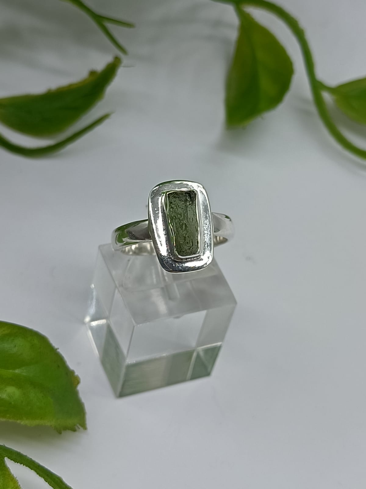 Authentic Raw Moldavite 925 Sterling Silver Handmade Ring

