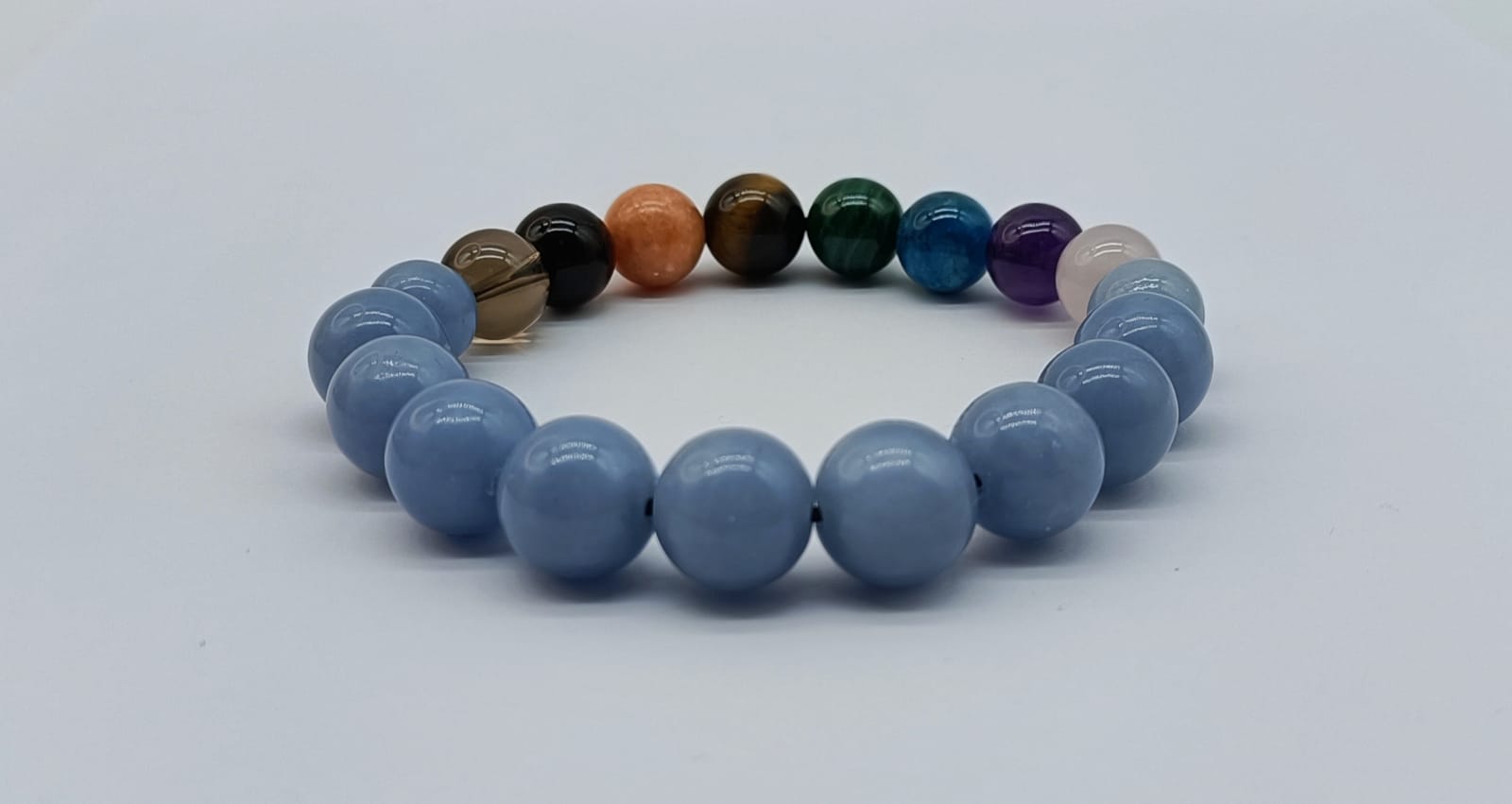 Angelite Chakras 10mm Beads Bracelet Crystal Wellness