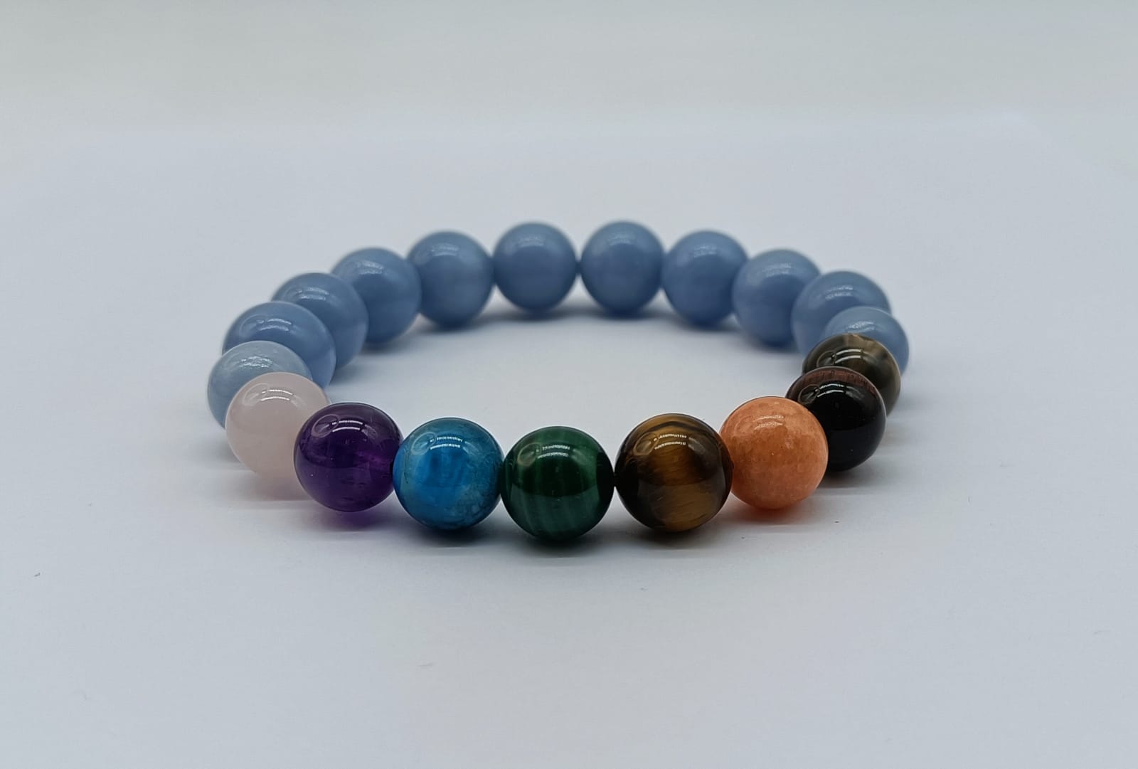 Angelite Chakras 10mm Beads Bracelet Crystal Wellness