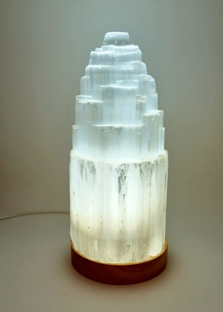 Complete Set of Selenite Lamp 20-24cm with LED Base