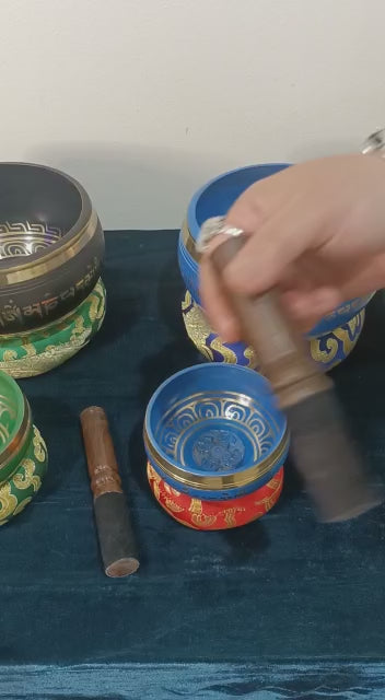 Sound Bowl Om Green and Gold 3.5 Inch