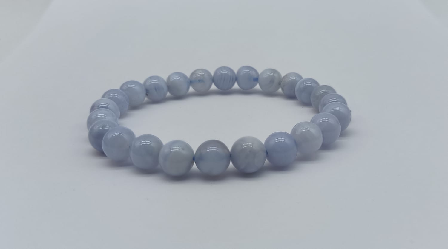 Blue Lace Agate Bead Bracelet - Crystal Wellness