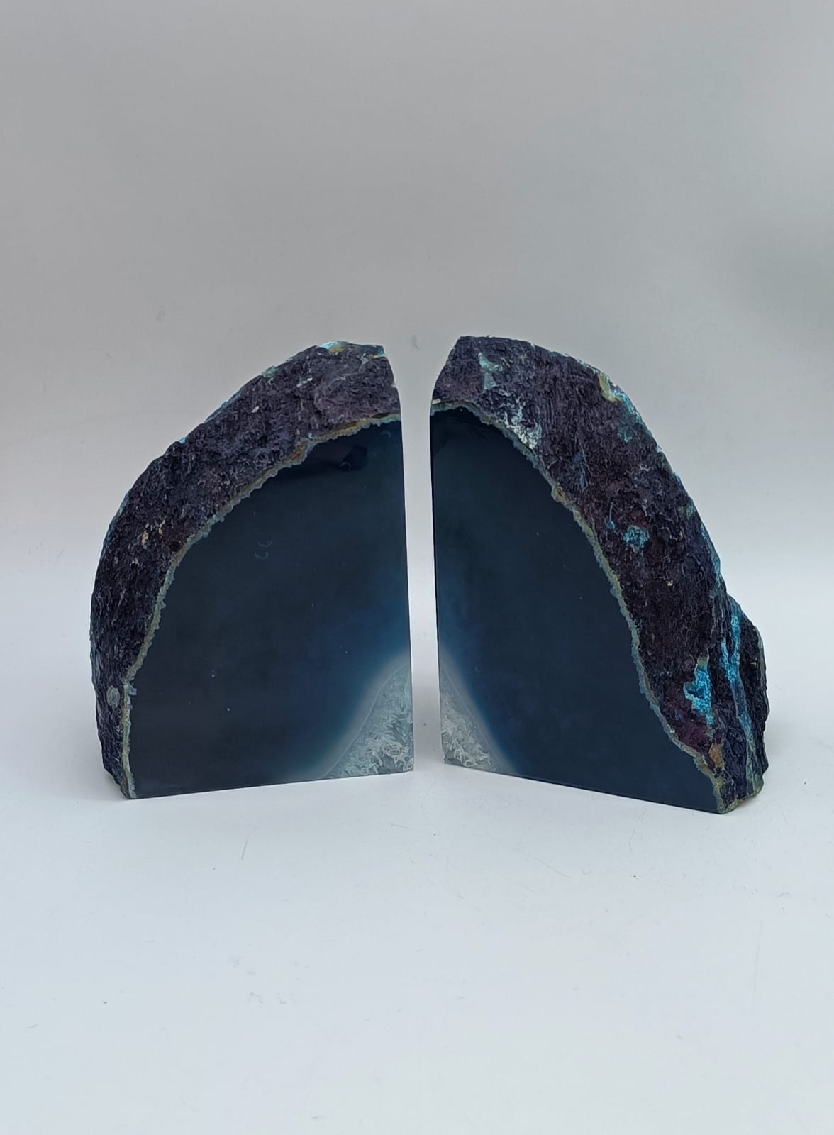 Blue Agate Bookend Pair 1836g Crystal Wellness