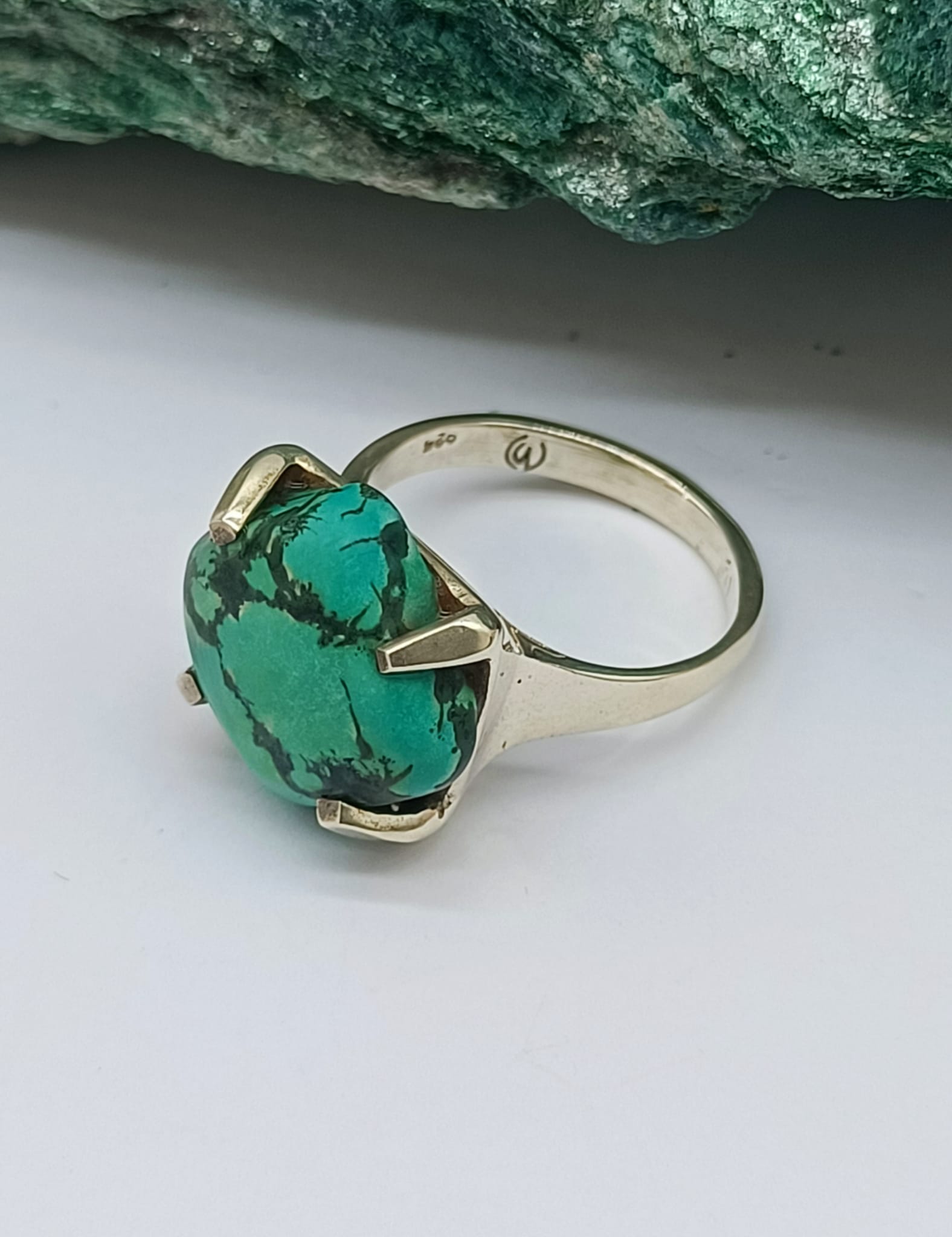 Turquoise 925 Sterling Silver Ring Size 7.5 Crystal Wellness