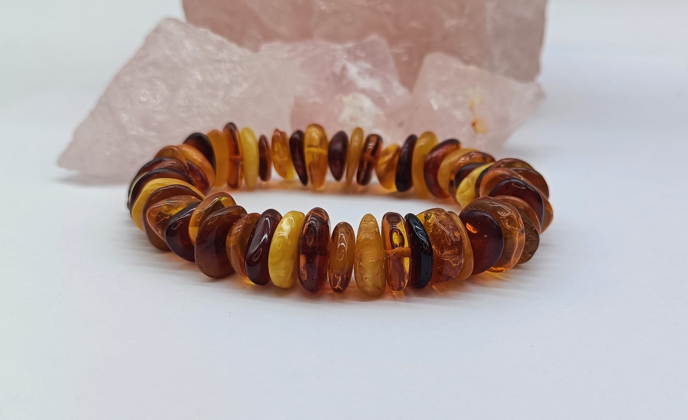 Multi Colour Amber Bracelet 19.68g Crystal Wellness