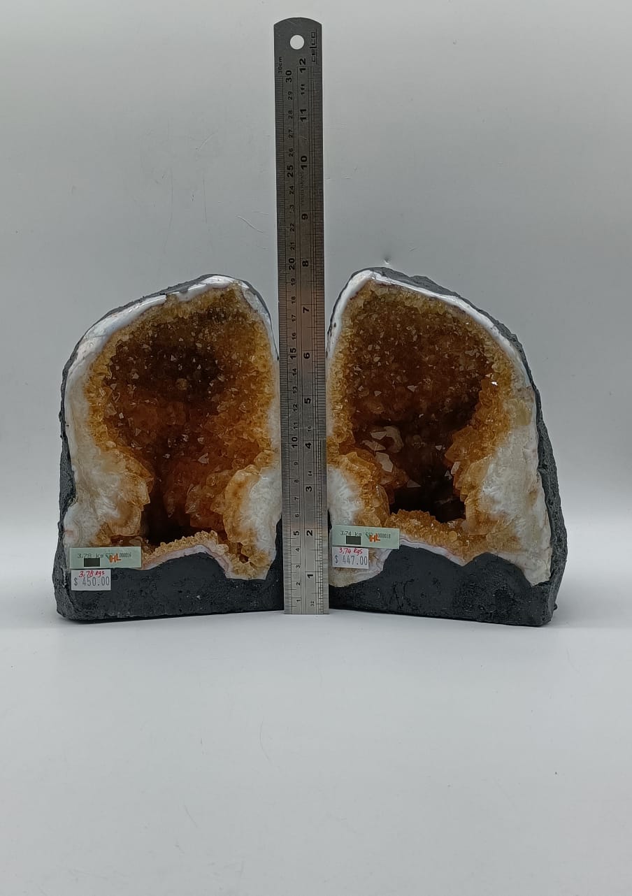 Pair of High Grade Citrine Geode DEALS 7.52 Kgs
