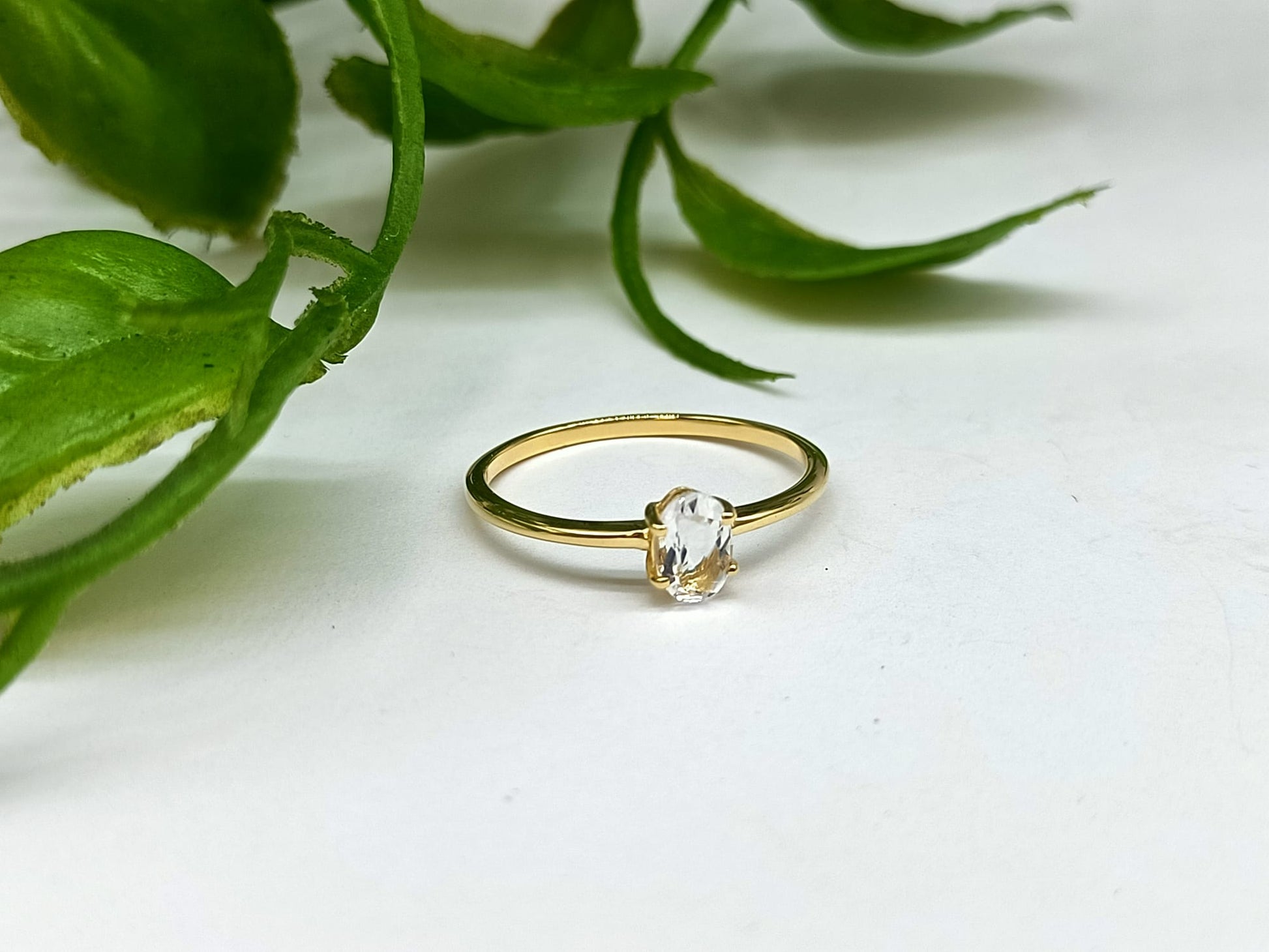 Petalite 18ct Gold Vermeil Ring Crystal Wellness