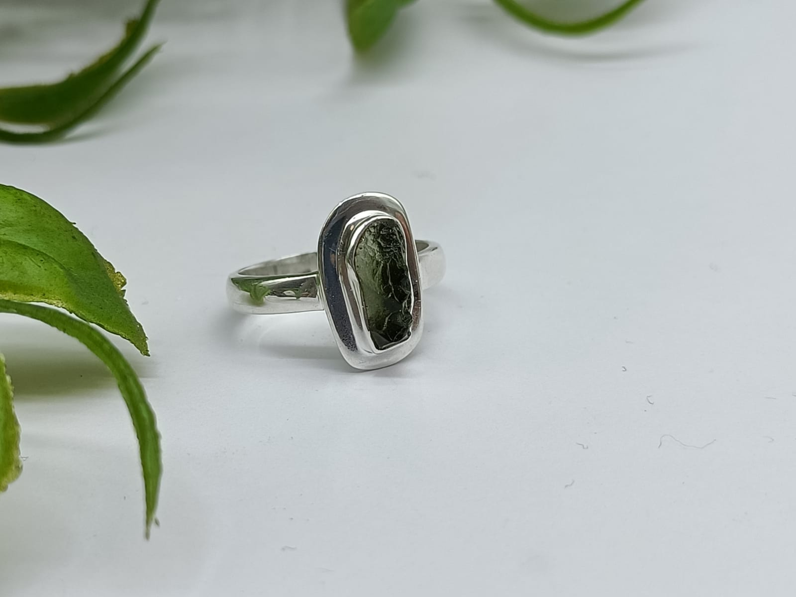 Authentic Raw Moldavite 925 Sterling Silver Handmade Ring

